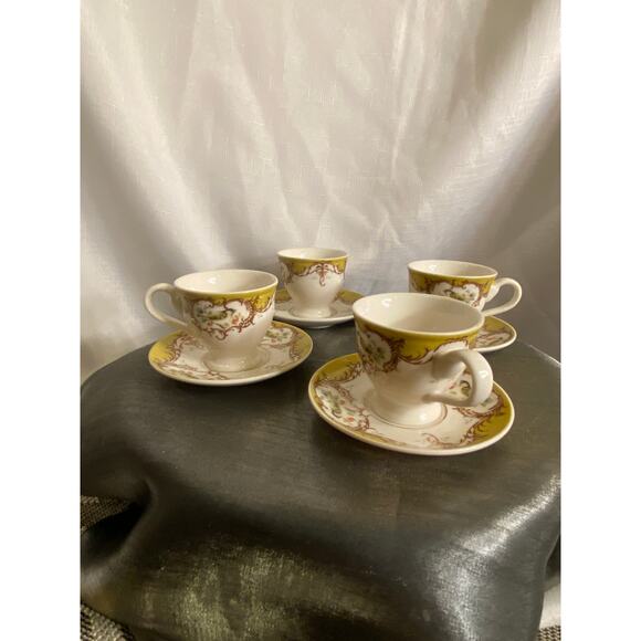 8 Piece Set of Gracie China Demi Tasse Cups with Saucers Birds Berries EUC - Picture 7 of 15